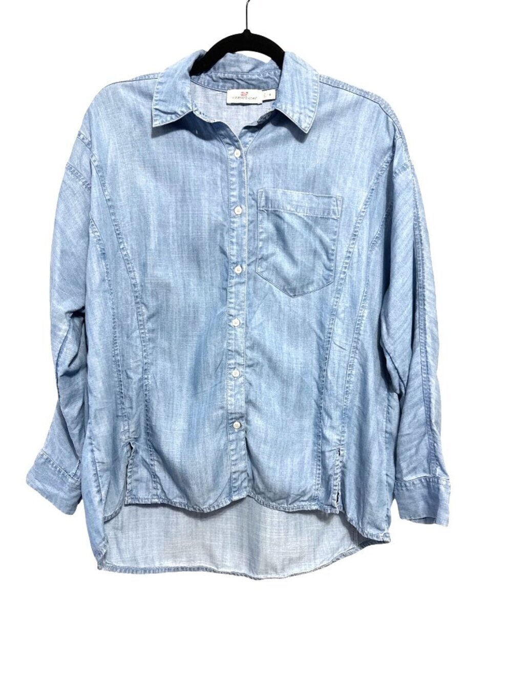 Vineyard Vines Womens Light Blue Tencel Button-Up Shirt Size 4 Long Sleeve Casua